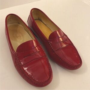 Tod’s Gommino Red Patent Leather Driving Loafers 7B